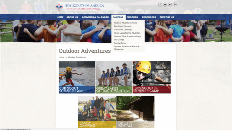 Boy Scouts of America - Michigan Crossroads Council Screenshot