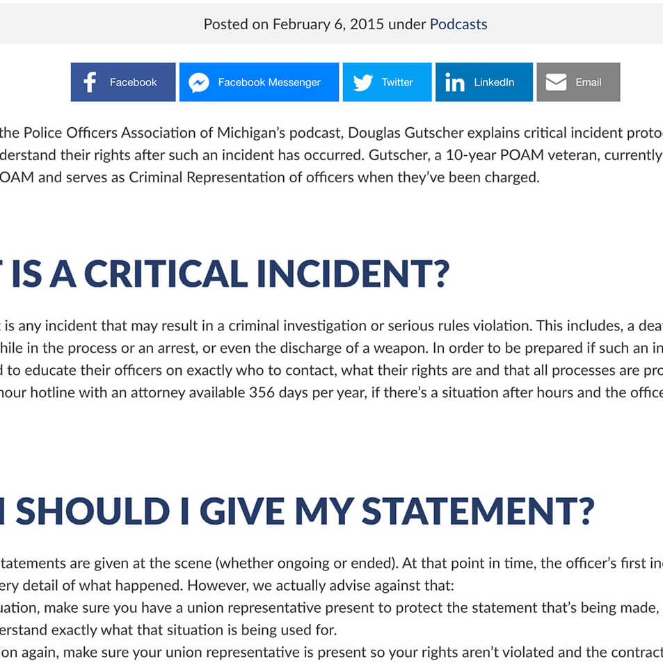POAM Critical Incident Webpage