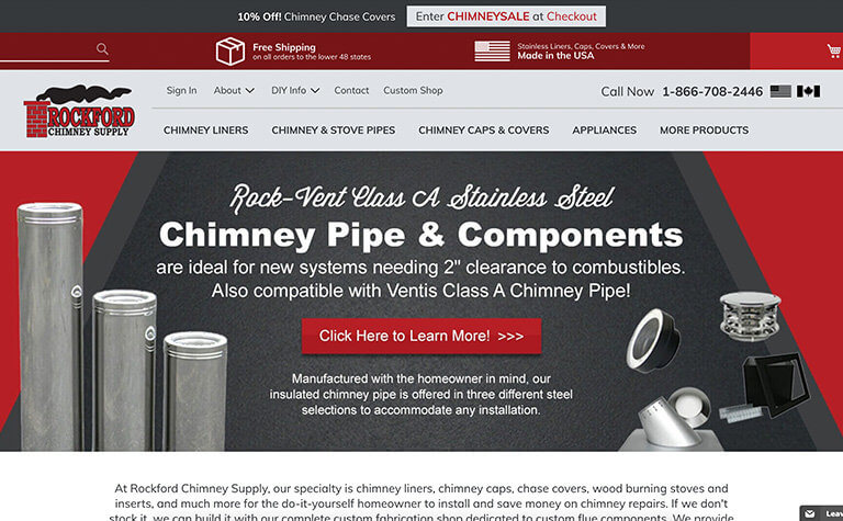 Rockford Chimney Supply Website Page