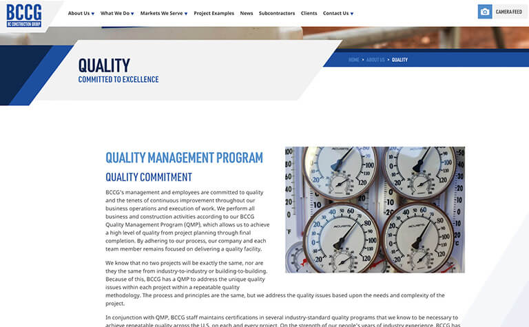 Quality Management Page Screenshot