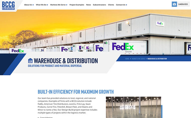BCCG Warehouse with FedEx Trucks outside
