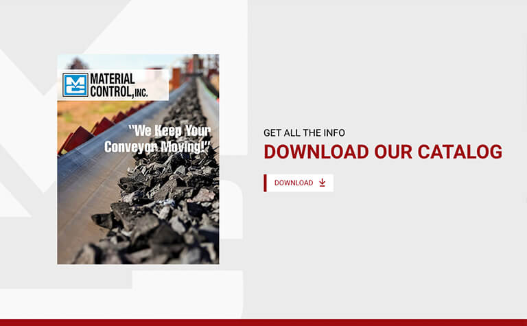 Material Control Catalog Page featuring Coal on a conveyor belt
