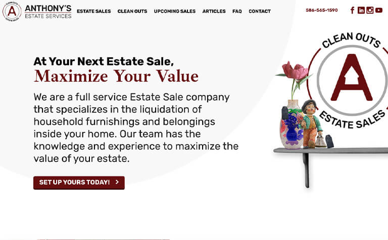 Anthony's Estate Sales Website Screenshot