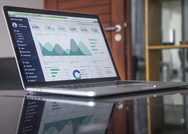Marketing metrics viewed on a laptop screen